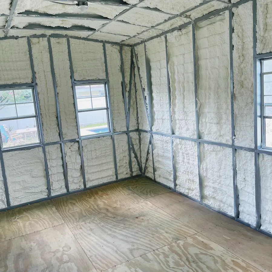 Closed-cell spray foam insulation applied to wall cavities in a residential project in Smyrna